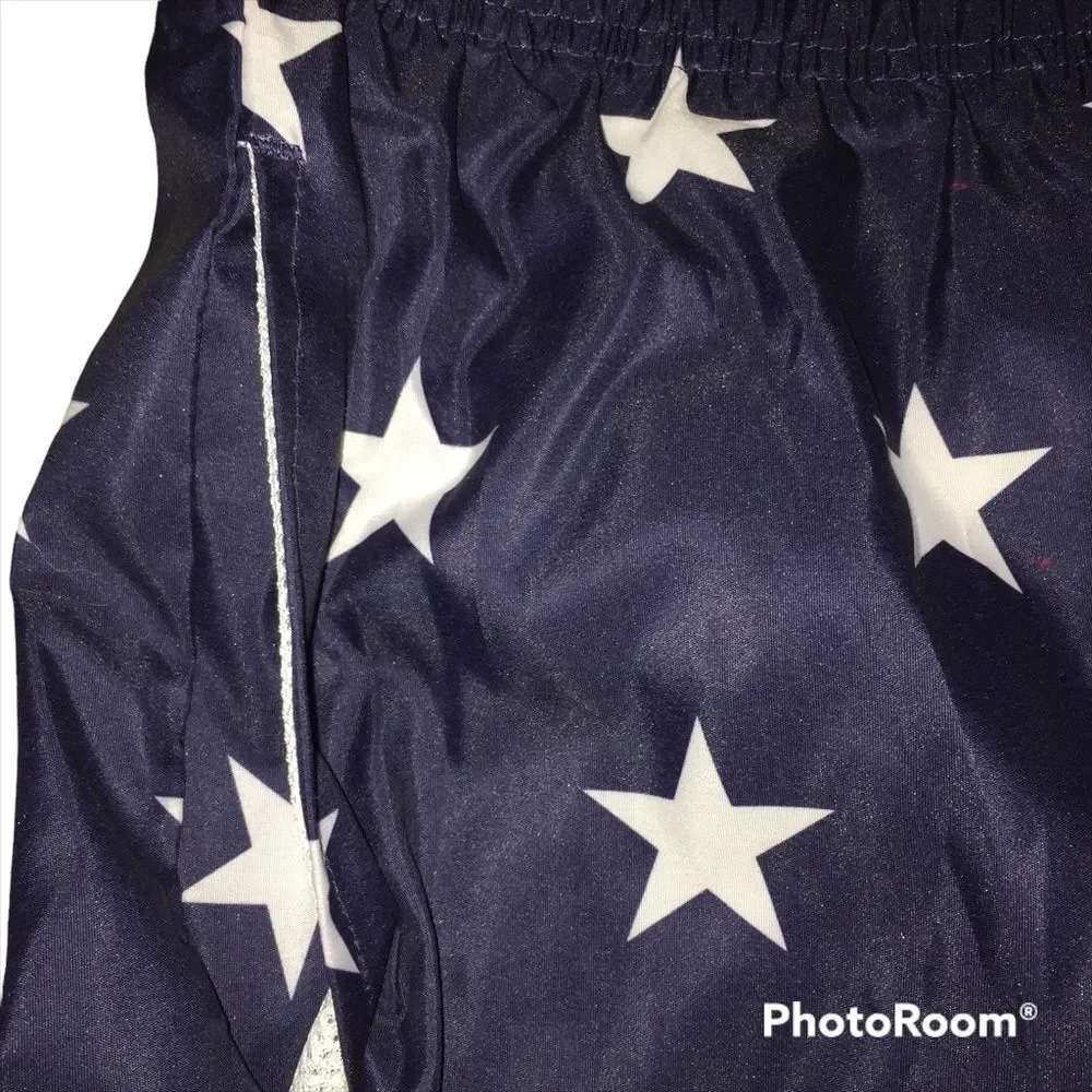 NWOT Patriotic Swim Trunks XL Stars America 4th July Flag USA Red White Blue